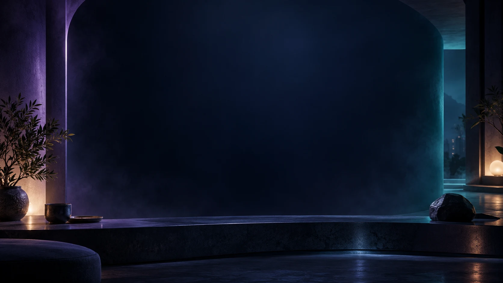 A softly lit midnight creative studio